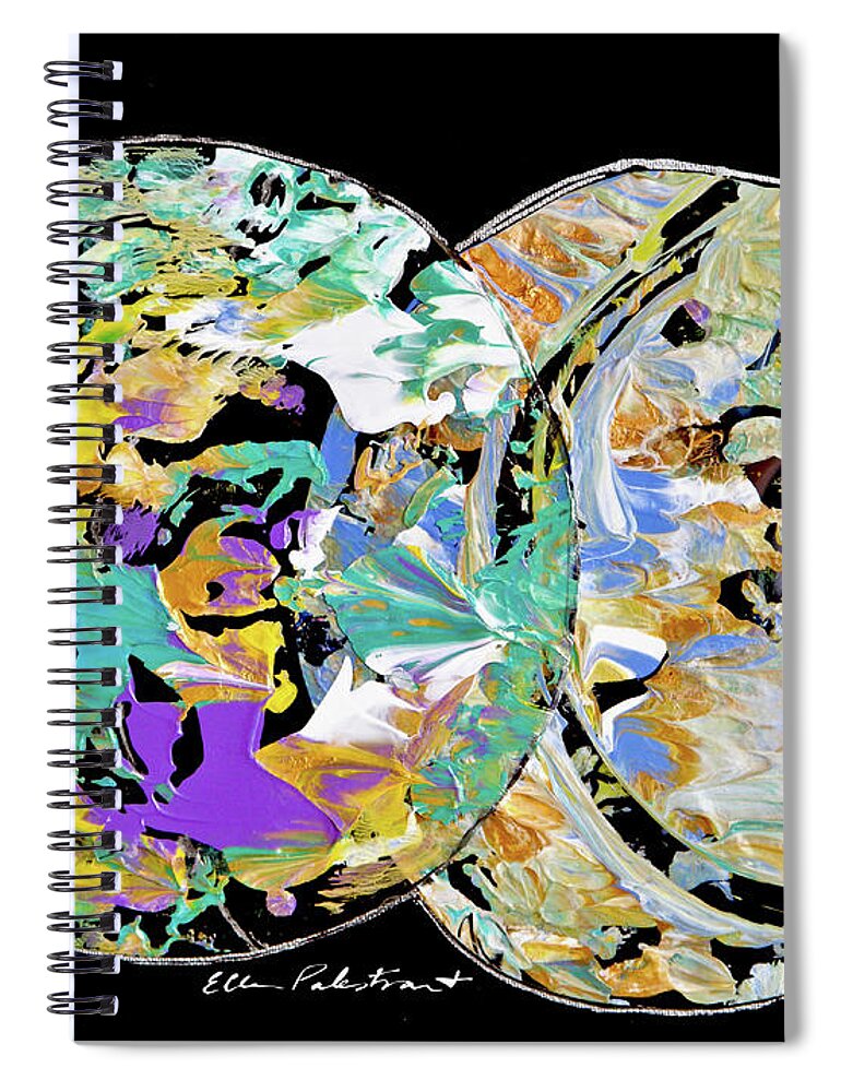 Wall Art Spiral Notebook featuring the painting Interplanetary Dance - Horizontal by Ellen Palestrant