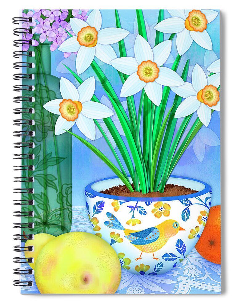 Spring Spiral Notebook featuring the digital art Spring's Floral Promise #2 by Valerie Drake Lesiak
