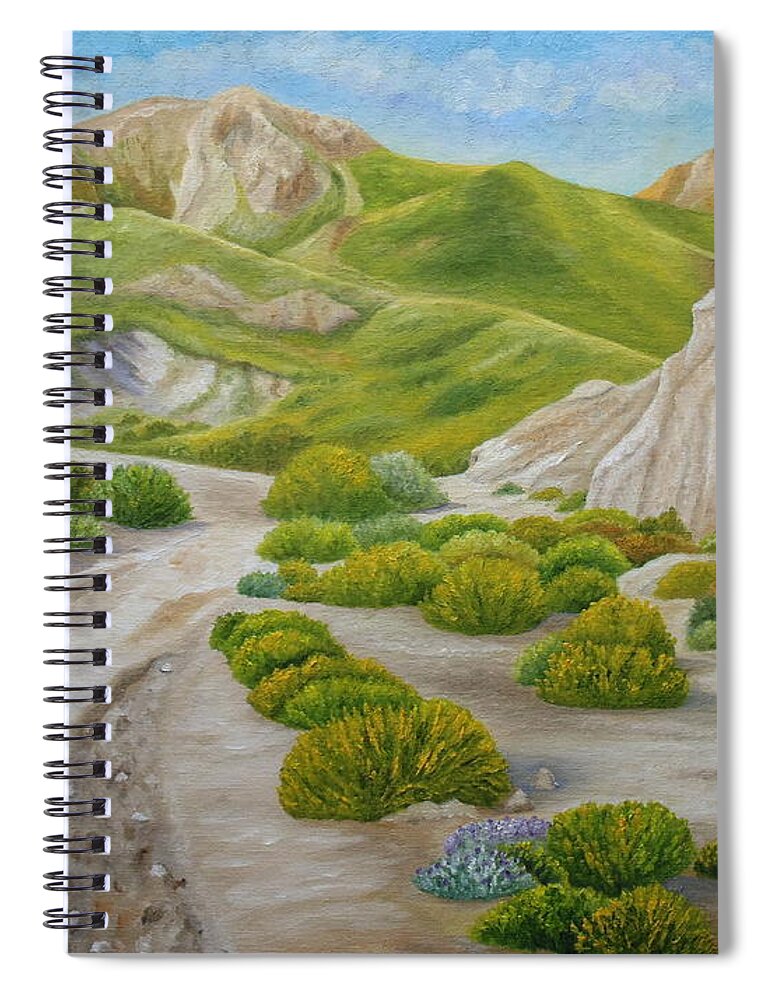 Landscape Spiral Notebook featuring the painting Least Walked Tracks by Angeles M Pomata