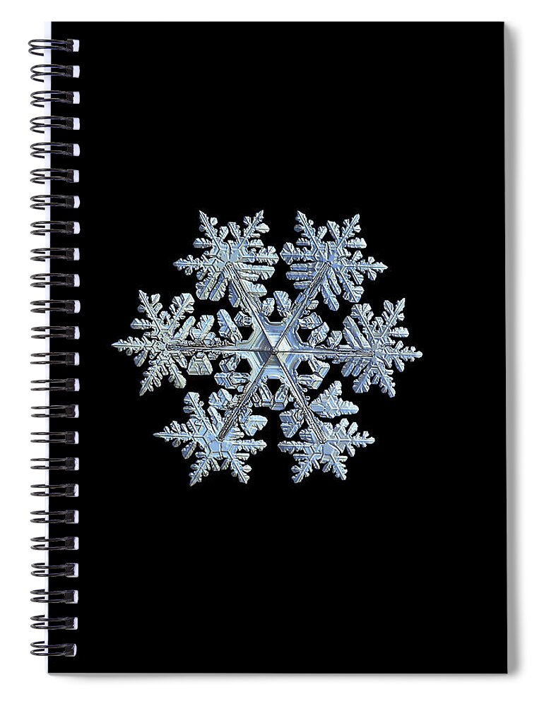 Snowflake Spiral Notebook featuring the photograph Real snowflake 2021-02-11_1b by Alexey Kljatov