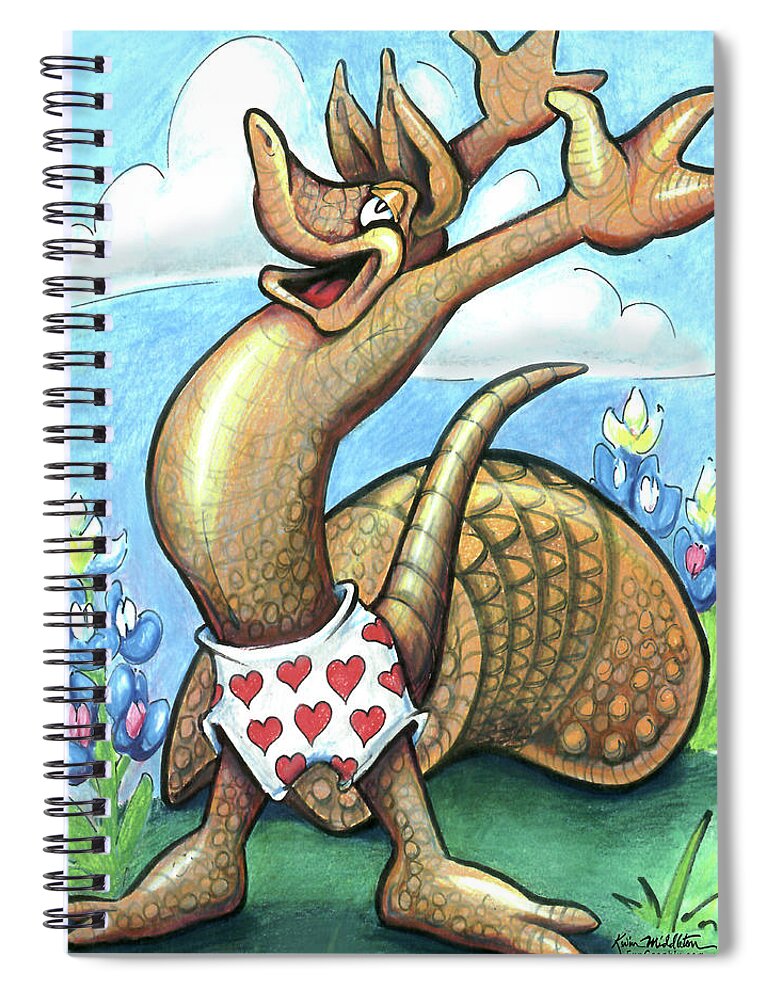 Armadillo Spiral Notebook featuring the digital art Get Out of Your Shell, Stop and Smell the Bluebonnets by Kevin Middleton