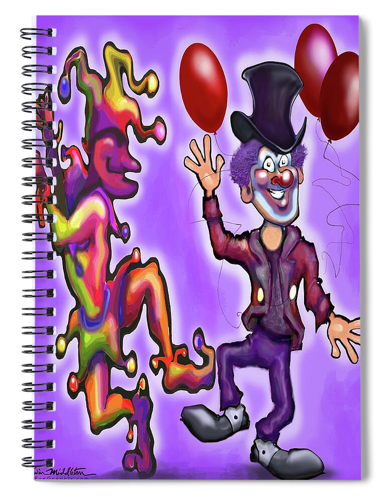 Clown Spiral Notebook featuring the digital art Clowns by Kevin Middleton