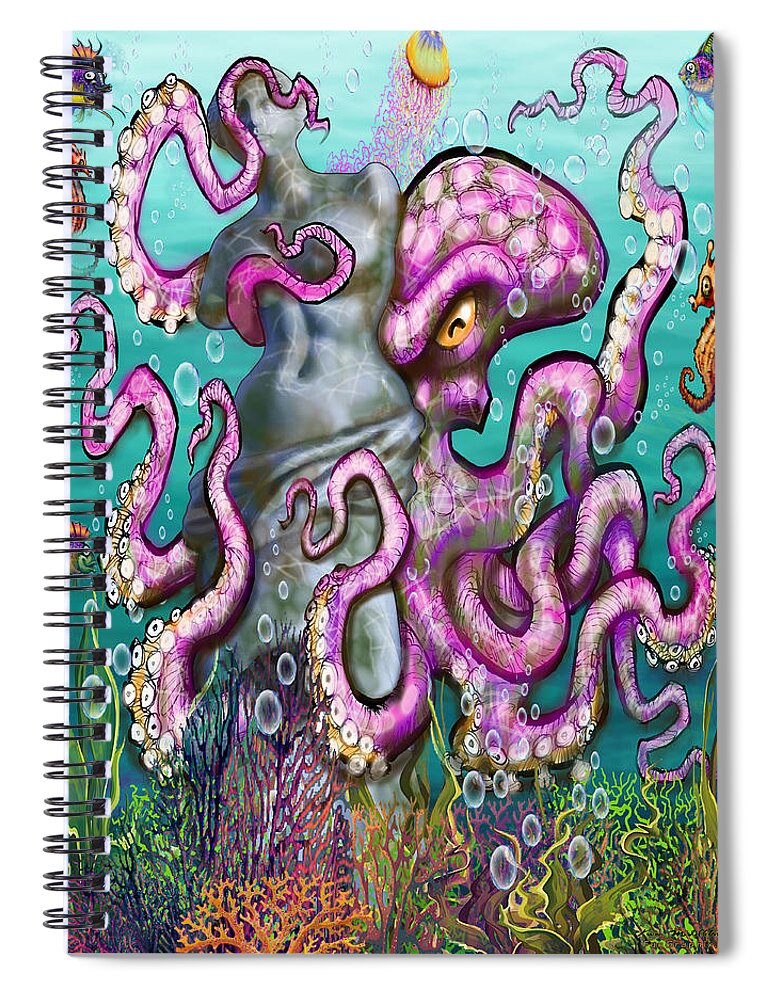 Aqua Spiral Notebook featuring the digital art Treasured Curves by Kevin Middleton