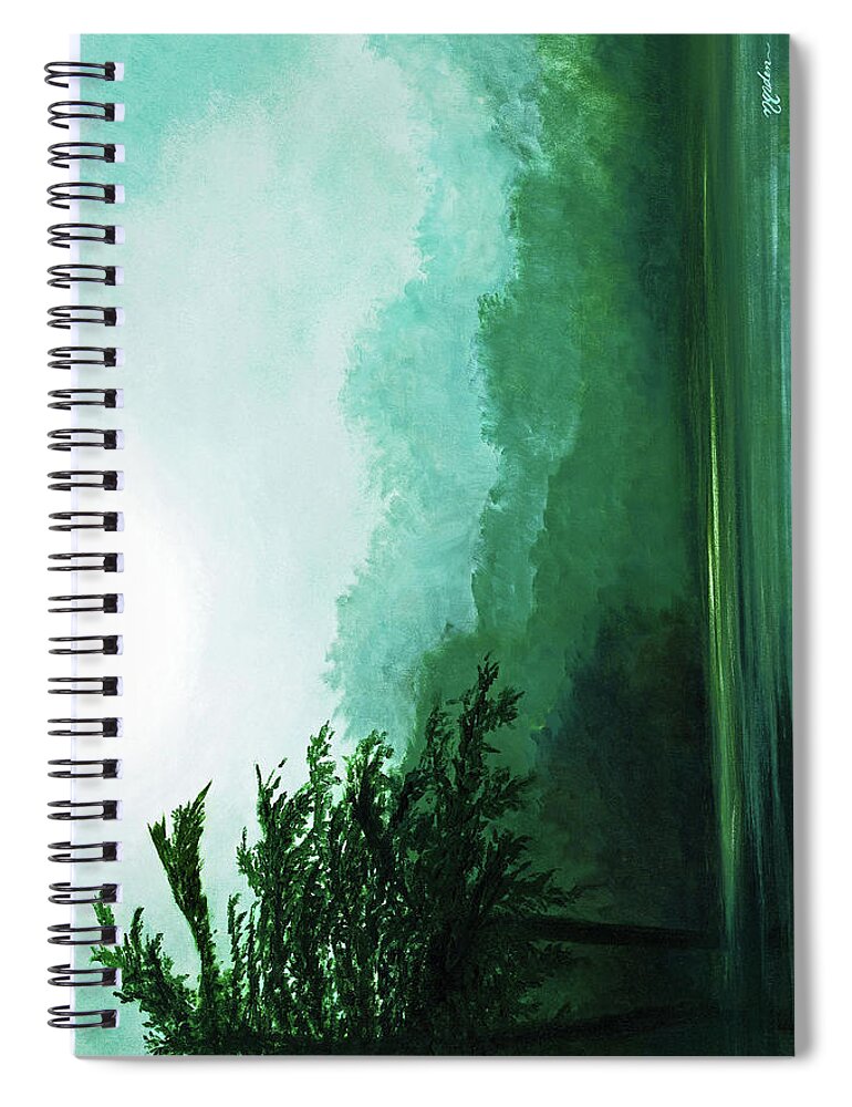 Boats In The Mist Spiral Notebook featuring the painting IN THE MISTY MORNING-Prints-Decor-More-3 by Mary Grden