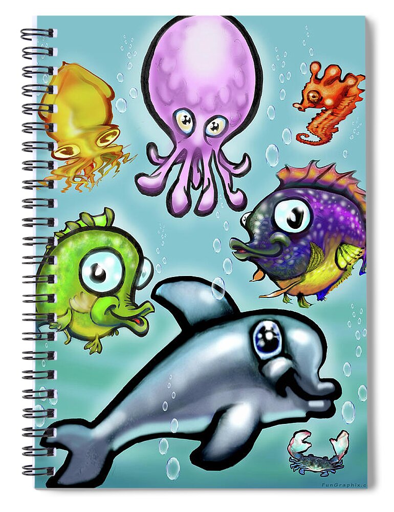 Baby Spiral Notebook featuring the digital art Aqua Babies #1 by Kevin Middleton