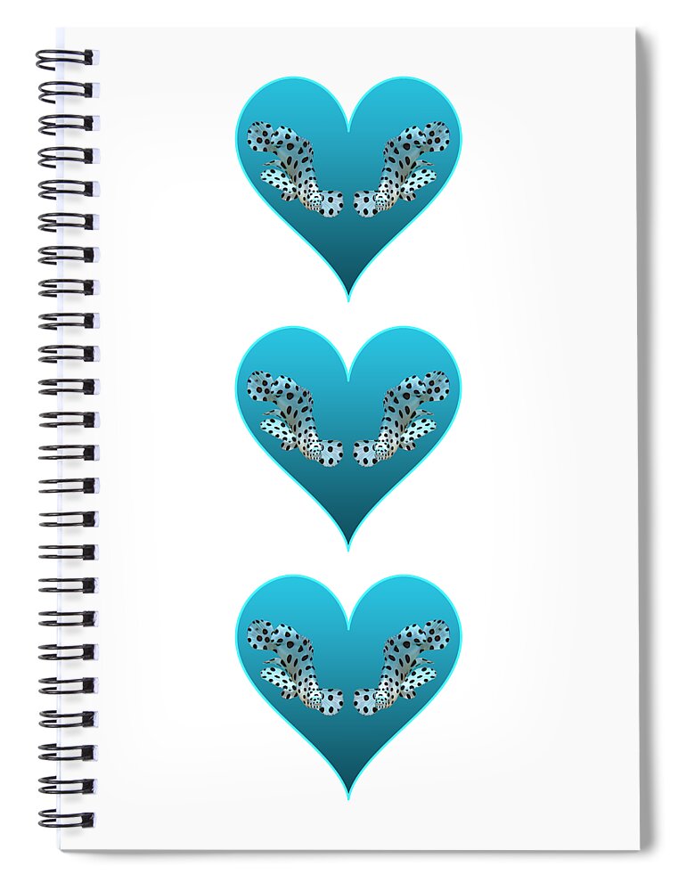 Juvenile Fish Spiral Notebook featuring the mixed media Small fish in a blue heart - Cute motif of young fish - by Ute Niemann