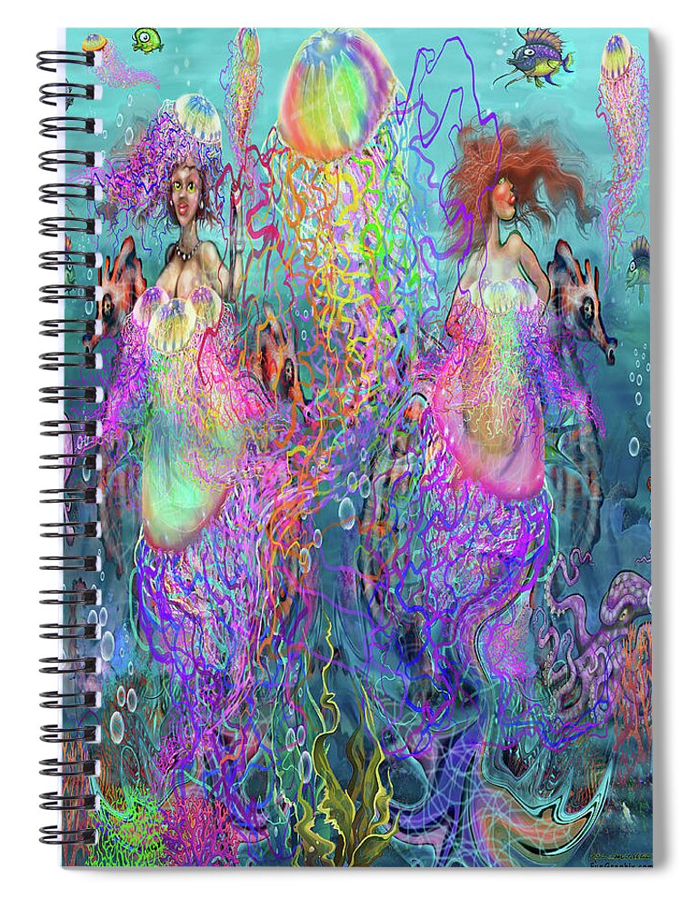 Jellyfish Spiral Notebook featuring the digital art Mermaid Disco Dresses by Kevin Middleton