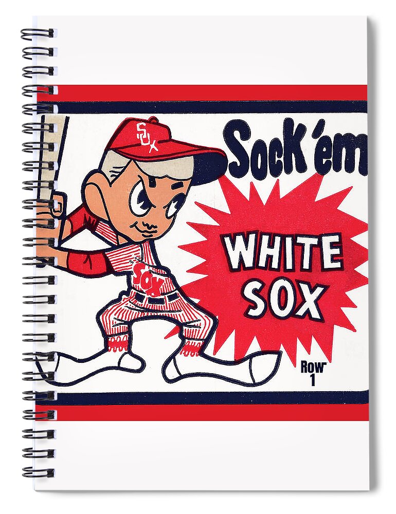 Chicago Spiral Notebook featuring the mixed media 1978 Sock Em White Sox Art by Row One Brand