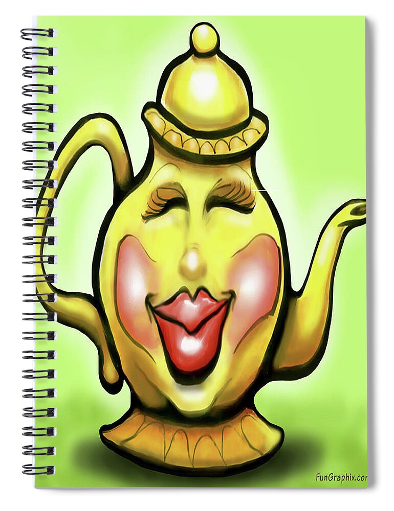 Tea Spiral Notebook featuring the digital art Teapot by Kevin Middleton