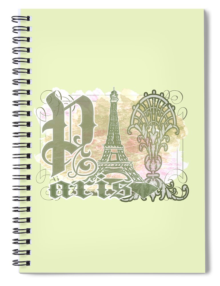 Paris Green Spiral Notebook featuring the digital art Paris Green War Memorial Day by Delynn Addams