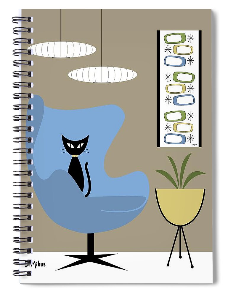Mid Century Cat Spiral Notebook featuring the digital art Mid Century Cat with Mini Oblongs by Donna Mibus