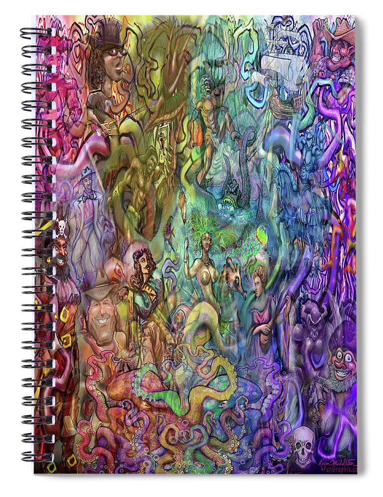Epic Spiral Notebook featuring the digital art Epic Interwoven Stories by Kevin Middleton