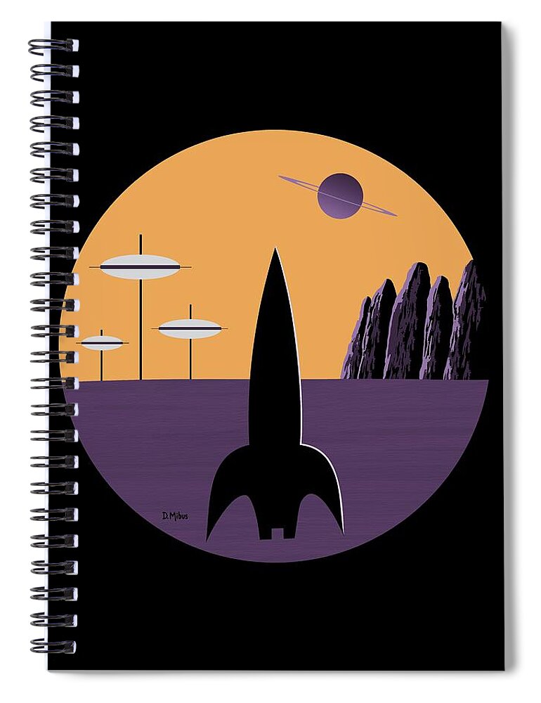 Science Fiction Spiral Notebook featuring the digital art Outer Space Scene in Purple by Donna Mibus