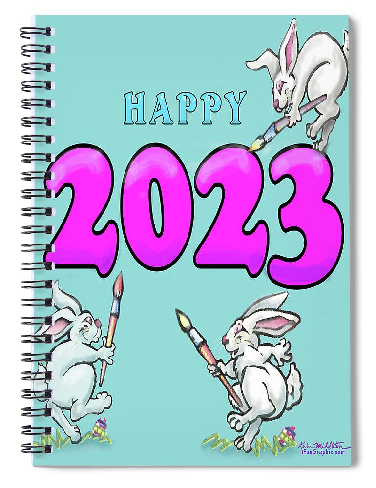 2023 Spiral Notebook featuring the digital art Happy 2023 by Kevin Middleton