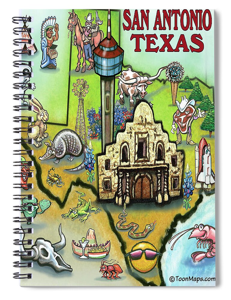 San Antonio Spiral Notebook featuring the digital art San Antonio Texas by Kevin Middleton