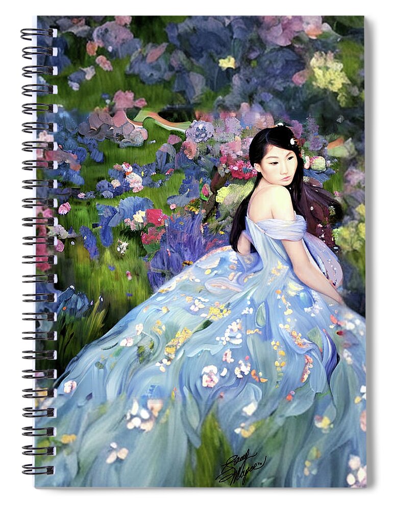 Japanese Spiral Notebook featuring the digital art Japanese Garden Beauty by Stacey Mayer