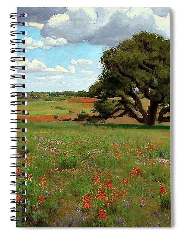 Landscape Spiral Notebook featuring the digital art Brazos River Valley by Stacey Mayer