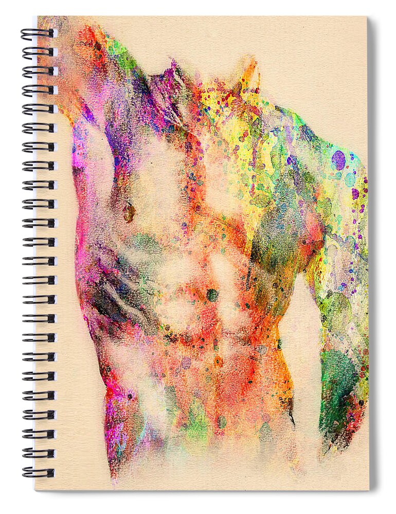 Male Nude Art Spiral Notebook featuring the digital art Abstractiv Body by Mark Ashkenazi