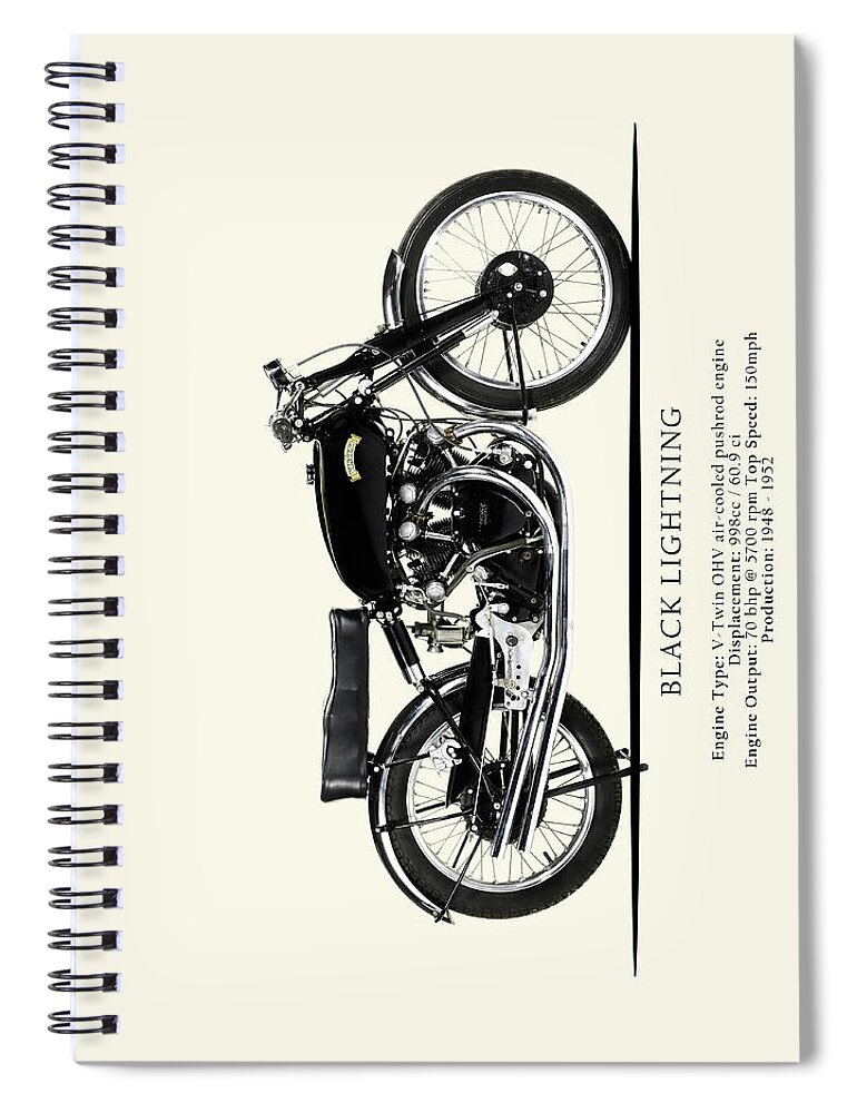 Vincent Black Lightning Spiral Notebook featuring the photograph Vincent Black Lightning by Mark Rogan