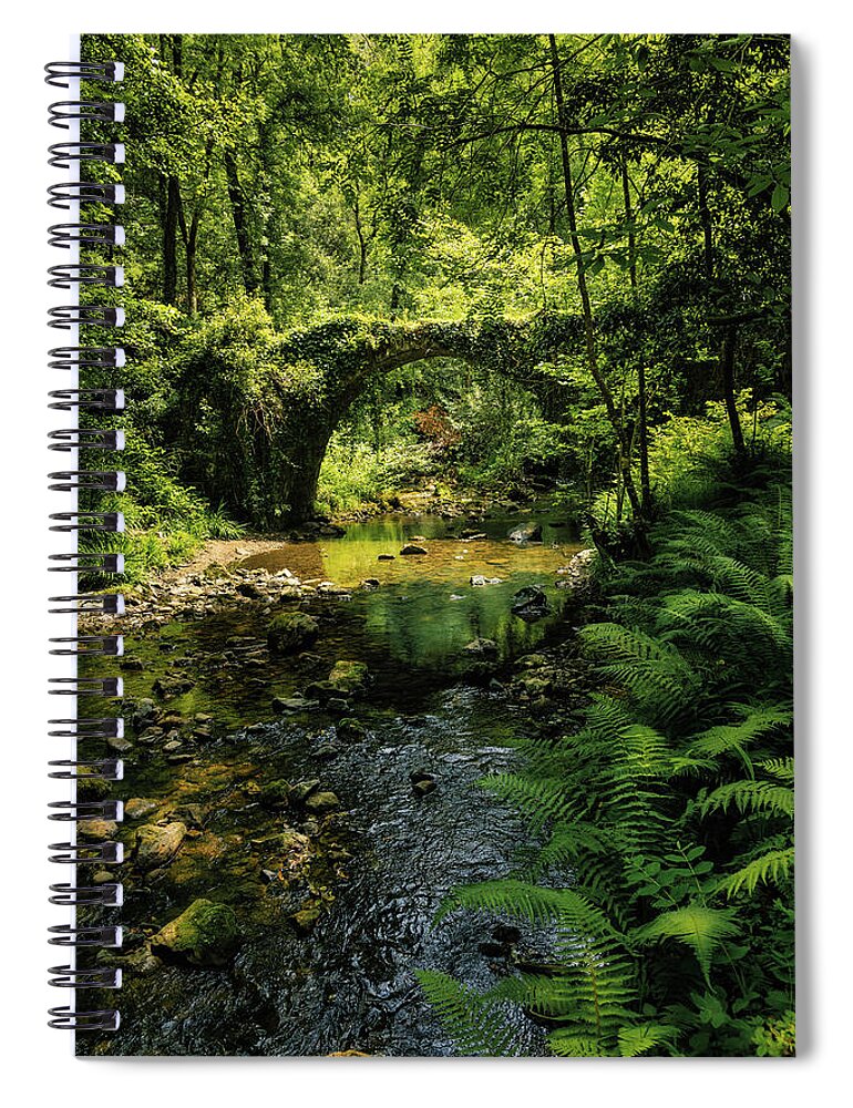 Medieval Spiral Notebook featuring the photograph Artzubi bridge by Micah Offman