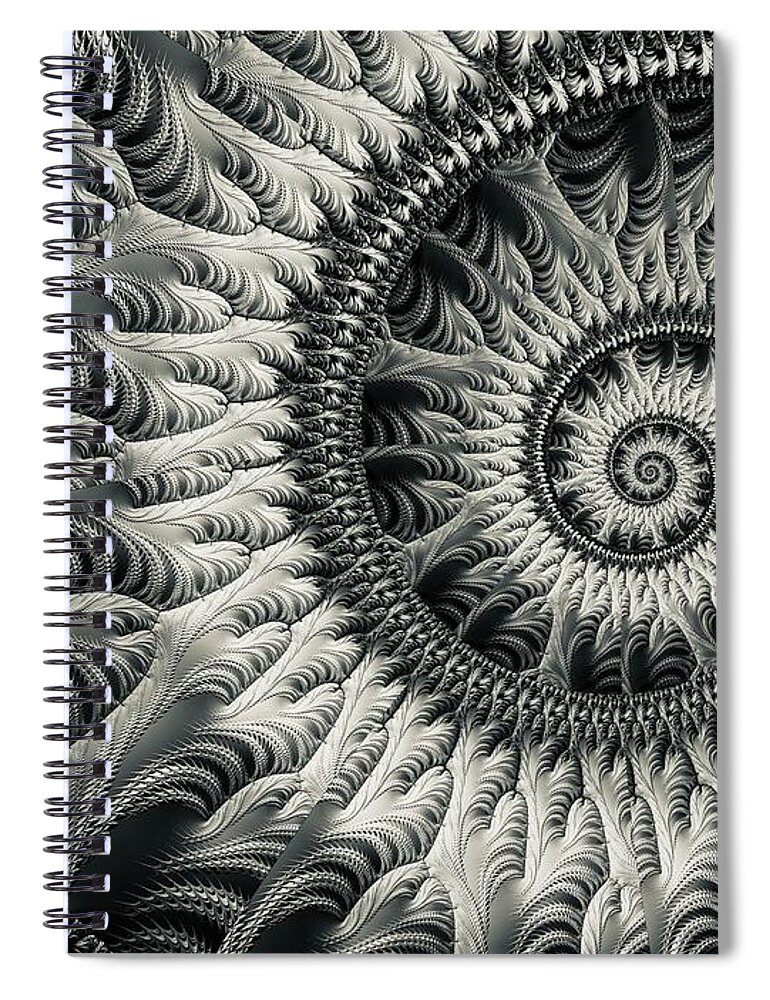 Monochrome Spiral Notebook featuring the digital art Ascension by Eileen Backman