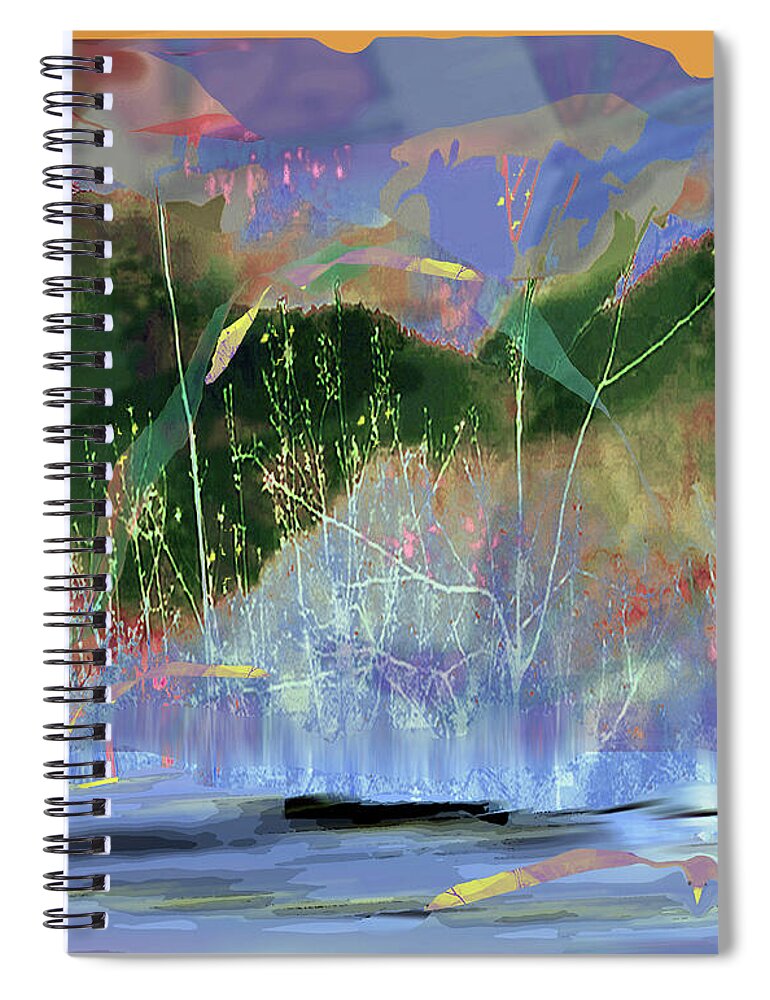 Asheville Spiral Notebook featuring the mixed media Asheville Pastels at the Pond by Zsanan Studio