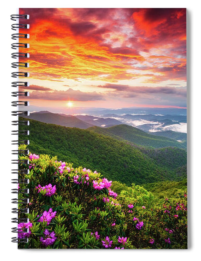 Blue Ridge Parkway Spiral Notebook featuring the photograph Asheville North Carolina Blue Ridge Parkway Scenic Sunset Landscape by Dave Allen