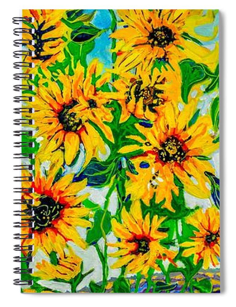 Sunflowers Spiral Notebook featuring the painting Ashkenazi Sunflowers by Marysue Ryan