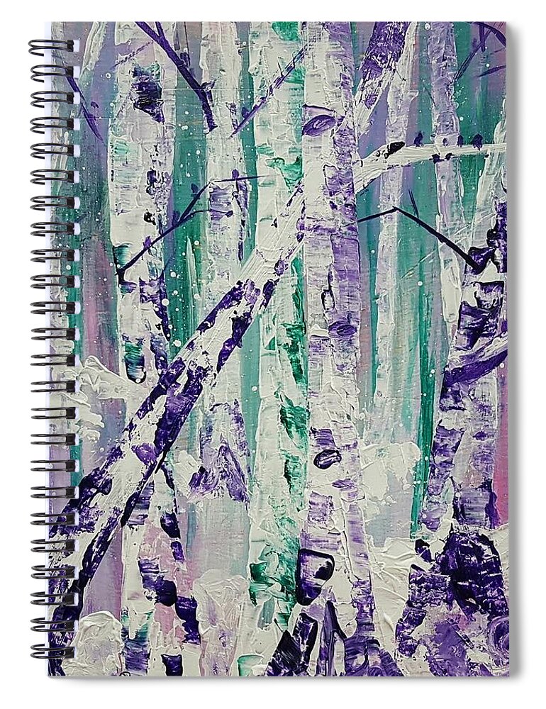 #aspens Spiral Notebook featuring the painting Aspen Freeze    11.21 by Cheryl Nancy Ann Gordon