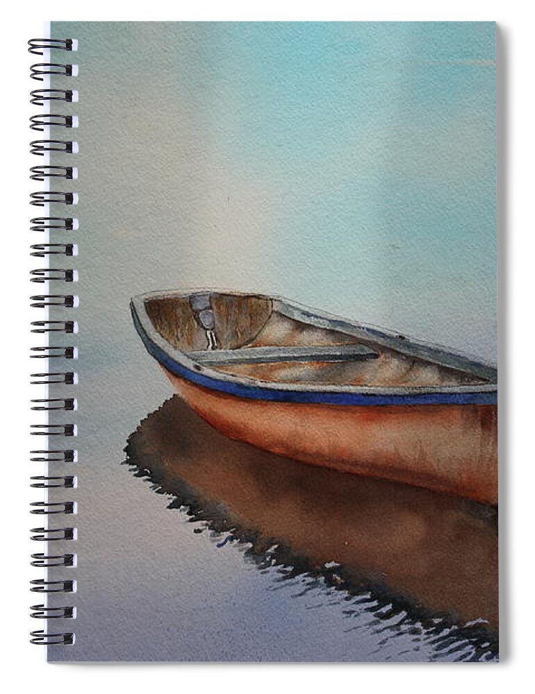 Boat Spiral Notebook featuring the painting At Rest by Ruth Kamenev