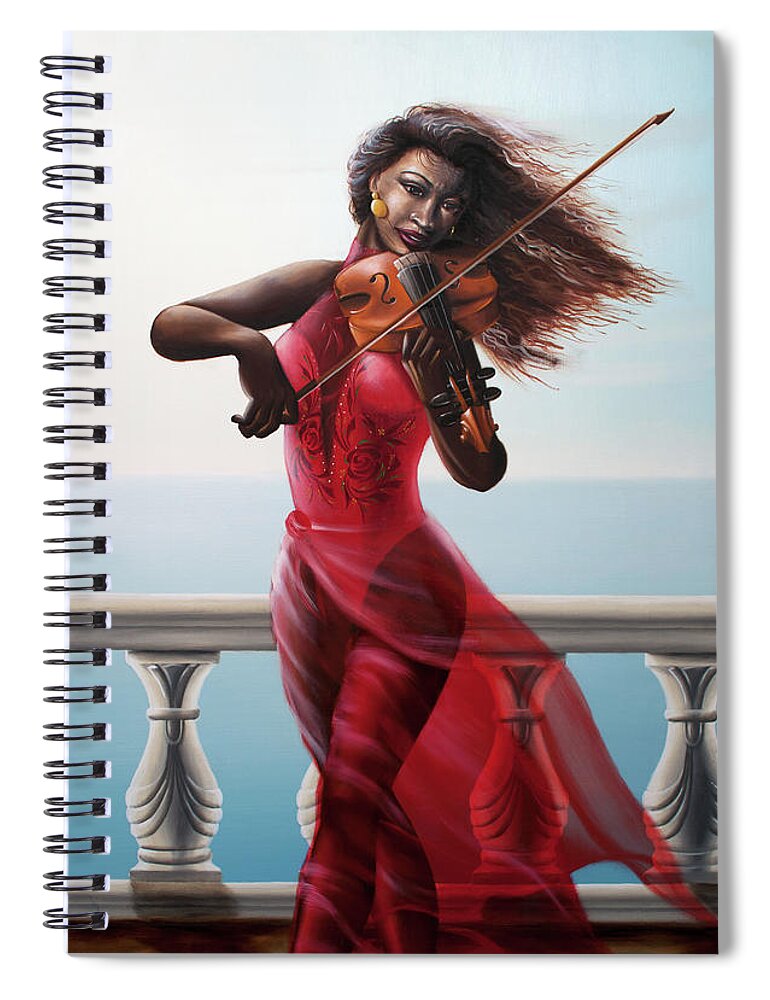 Portraits In Sounds Spiral Notebook featuring the painting At Sea by Clement Bryant