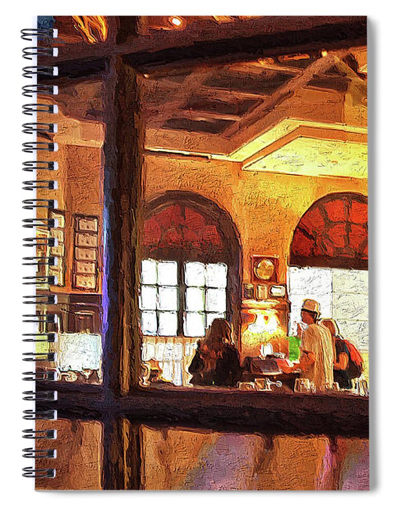 Paris Las Vegas Spiral Notebook featuring the photograph At the bistro in Paris Las Vegas by Tatiana Travelways
