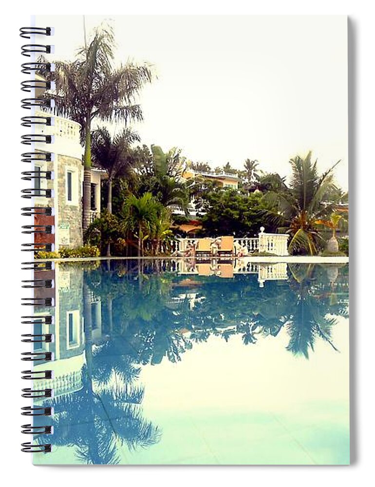 Ambience Spiral Notebook featuring the photograph At the Pool Reflections by Dietmar Scherf