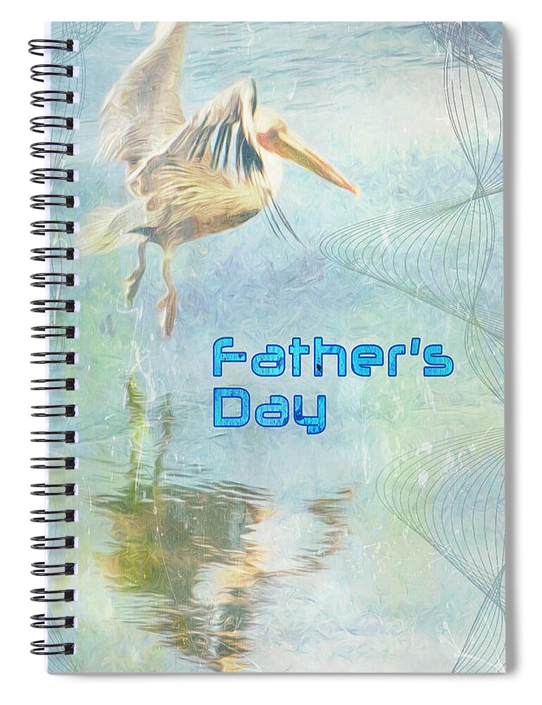Pelican Spiral Notebook featuring the digital art At the Shore by Moira Law