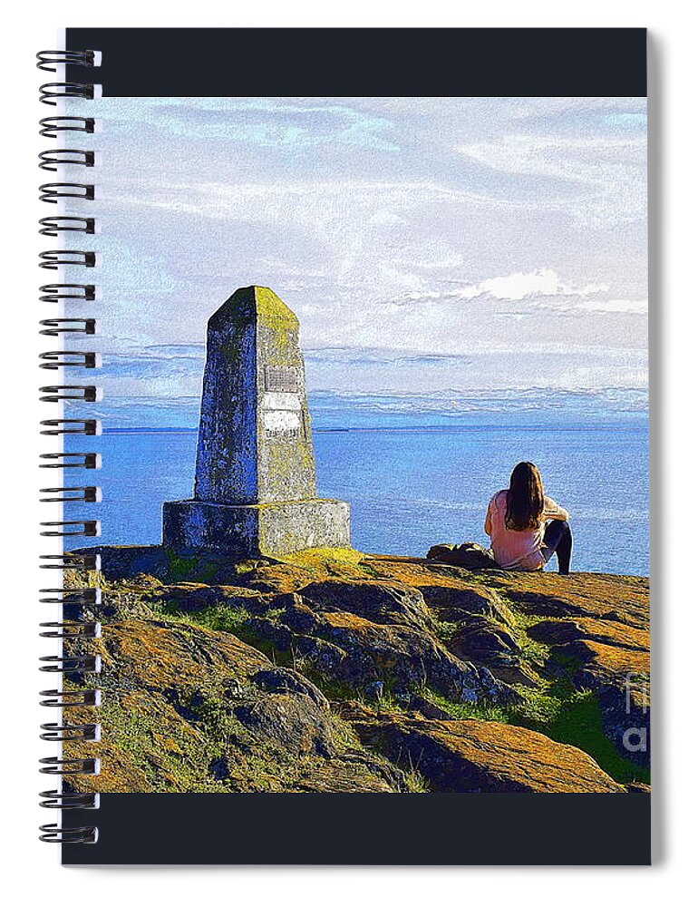 Lopez Island Monument Spiral Notebook featuring the photograph At the Top of Iceberg Point on Lopez Island by Sea Change Vibes