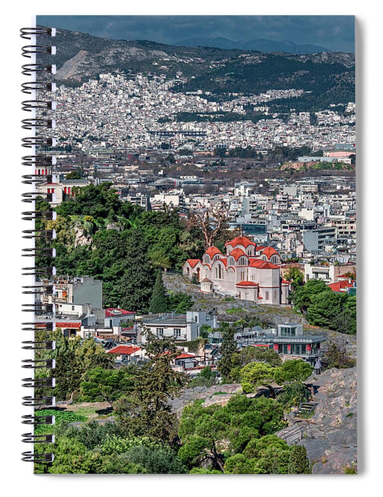 Greece Spiral Notebook featuring the photograph Athens, As Viewed From The Acropolis by Marcy Wielfaert