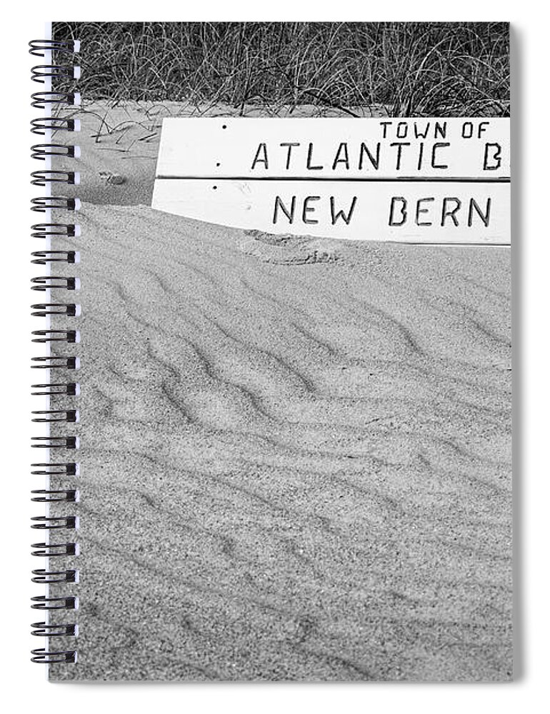 Atlantic Beach Spiral Notebook featuring the photograph Atlantic Beach Bench Partially Covered by Bob Decker