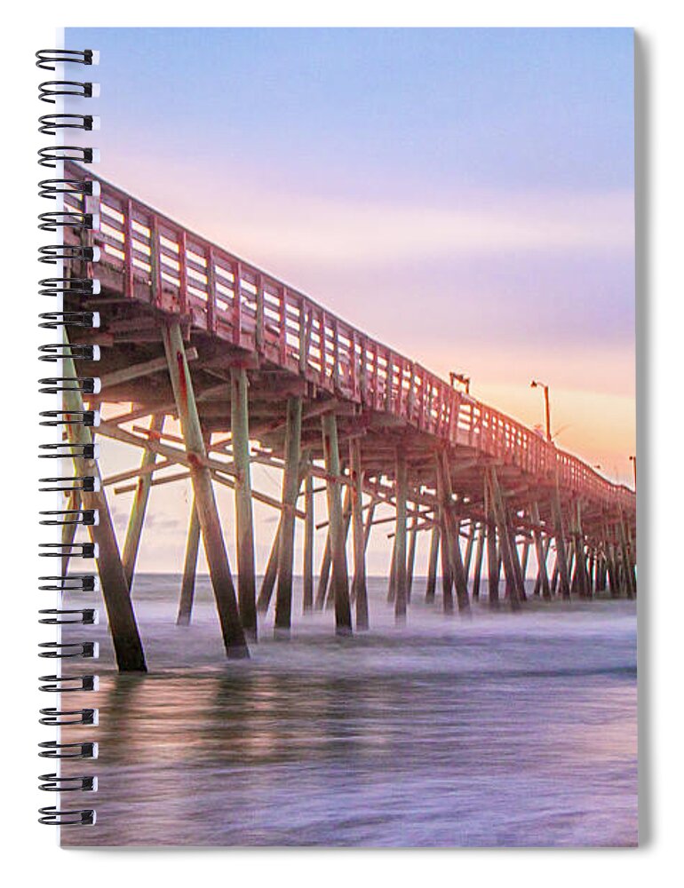 Fishing Pier Spiral Notebook featuring the photograph Atlantic Beach Fishing Pier at Sunset by Bob Decker