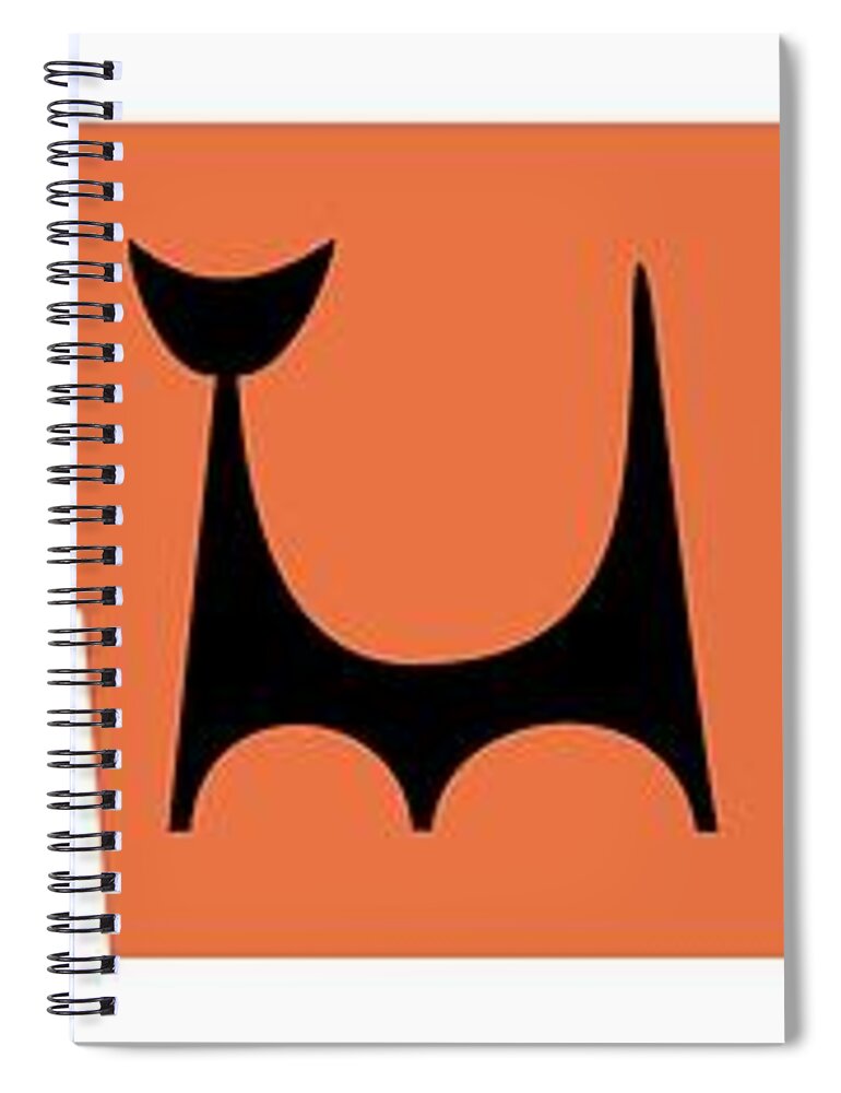 Atomic Cat Spiral Notebook featuring the digital art Atomic Cat Trio Green Orange Blue by Donna Mibus