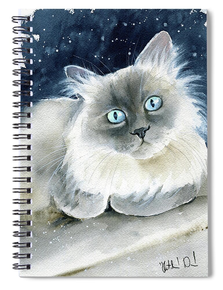 Cats Spiral Notebook featuring the painting Atticus Ragdoll Cat Painting by Dora Hathazi Mendes