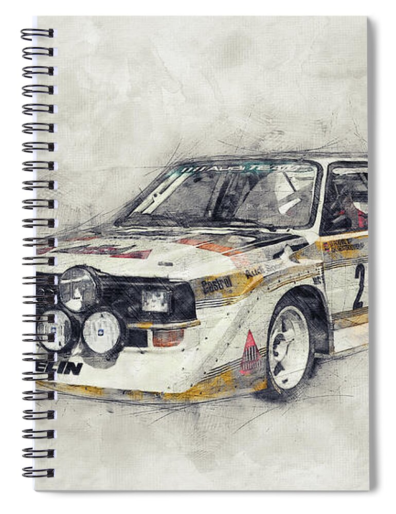 Audi Quattro Spiral Notebook featuring the mixed media Audi Quattro 1 - Rally Car - 1980 - Automotive Art - Car Posters by Studio Grafiikka