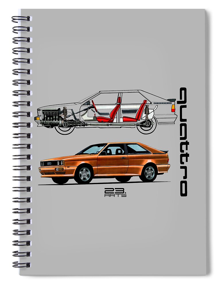 Audi Quattro Spiral Notebook by Vladyslav Shapovalenko - Pixels