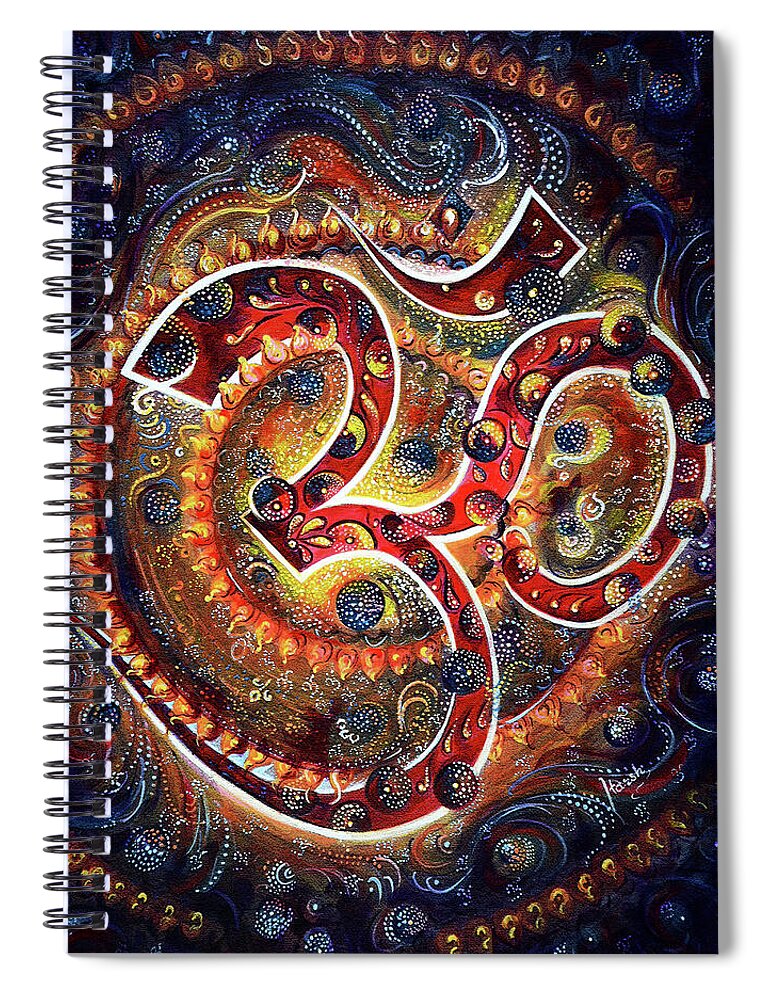 Aum Spiral Notebook featuring the painting AUM by Harsh Malik