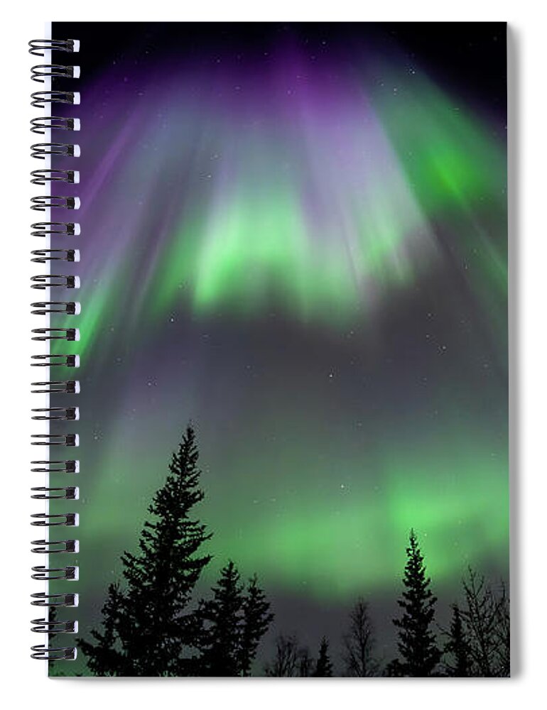 Aurora Spiral Notebook featuring the photograph Aurora Alaska Purple Curtain 2 by William Kennedy