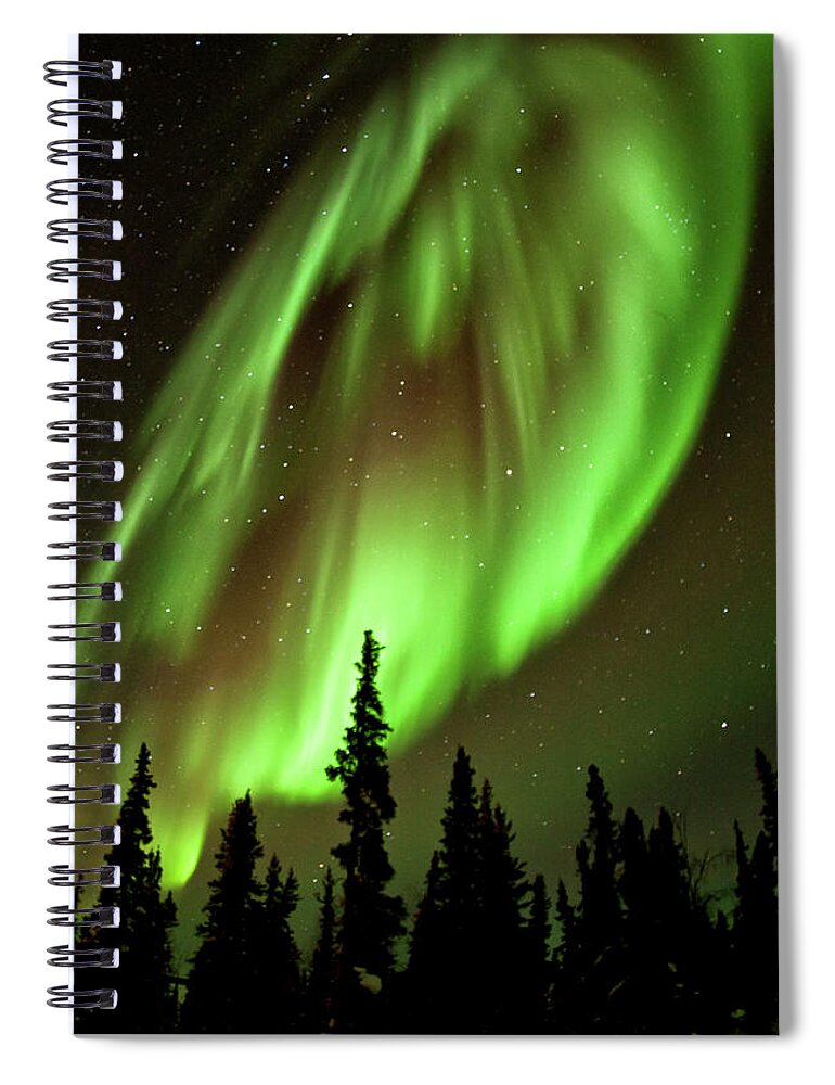 Blachford Lake Lodge Spiral Notebook featuring the photograph Aurora Artistry by Phil Marty