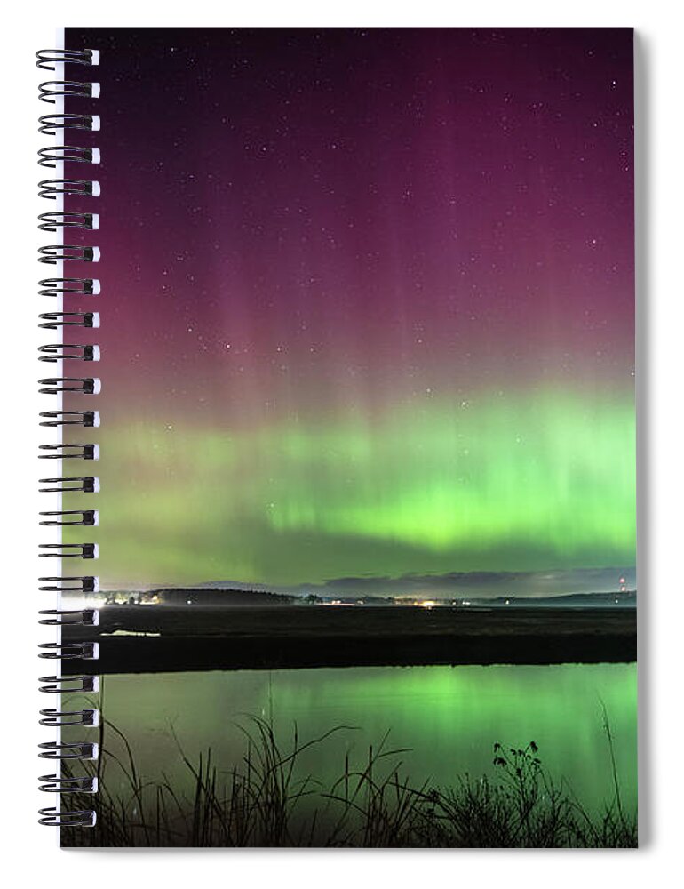 Aurora Spiral Notebook featuring the photograph Aurora at Scarbourough Marsh by Patrick Fennell
