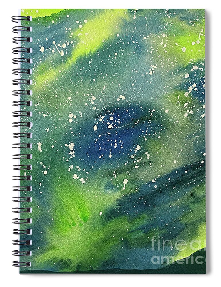 Aurora Spiral Notebook featuring the painting Aurora Sky by Lisa Neuman