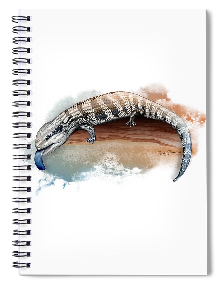 Art Spiral Notebook featuring the painting Australian Blue Tongue Lizard by Simon Read