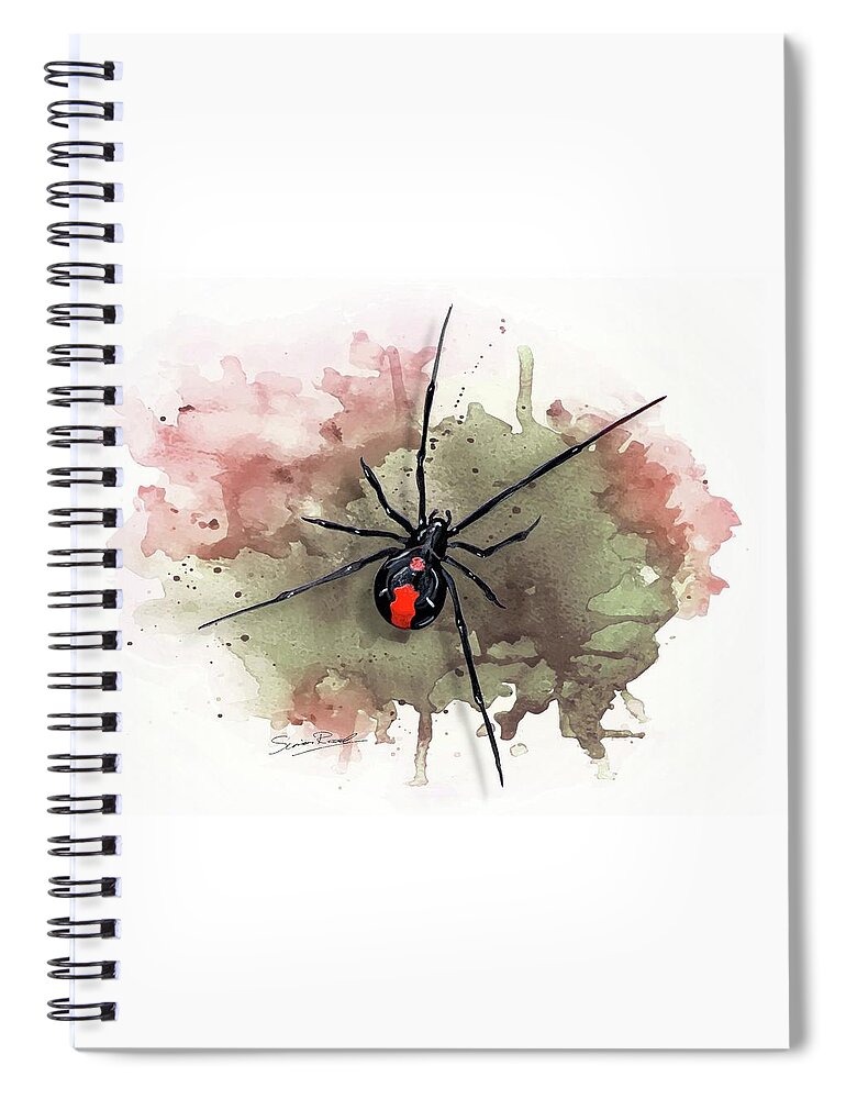 Art Spiral Notebook featuring the painting Australian Redback Spider by Simon Read