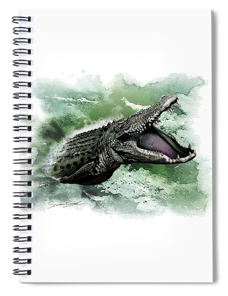 Art Spiral Notebook featuring the painting Australian Saltwater Crocodile by Simon Read